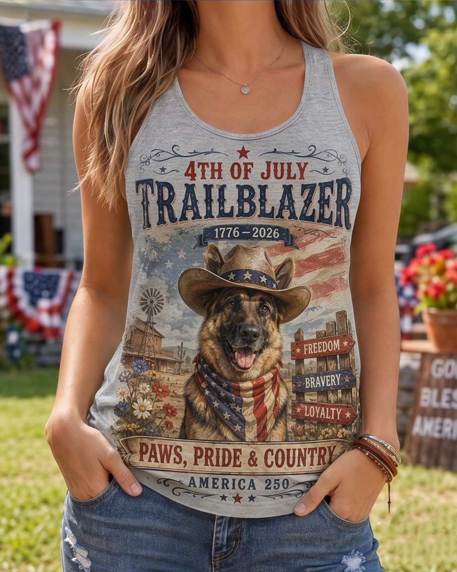4th of July Trailblazer German Shepherd Patriotic Tank Top