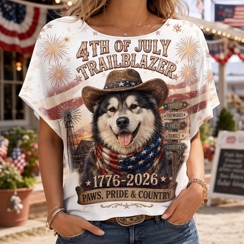 4th of July Trailblazer Husky Fireworks Top - Oversized Patriotic Graphic T-Shirt