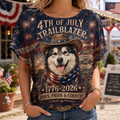 4th of July Trailblazer Husky Fireworks Top - Oversized Patriotic Graphic T-Shirt