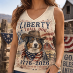 Liberty Trail Dog Australian Shepherd Graphic Tank Top - 250 Years of Freedom Western Vest