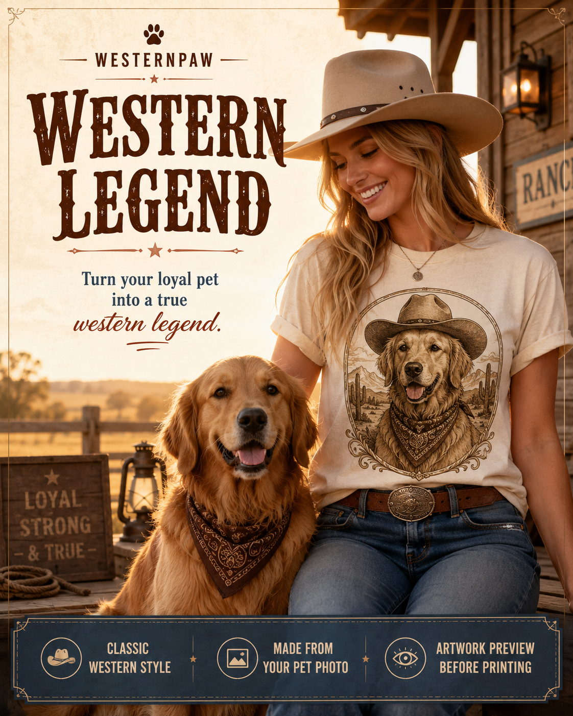 Custom Western Legend Pet Tee