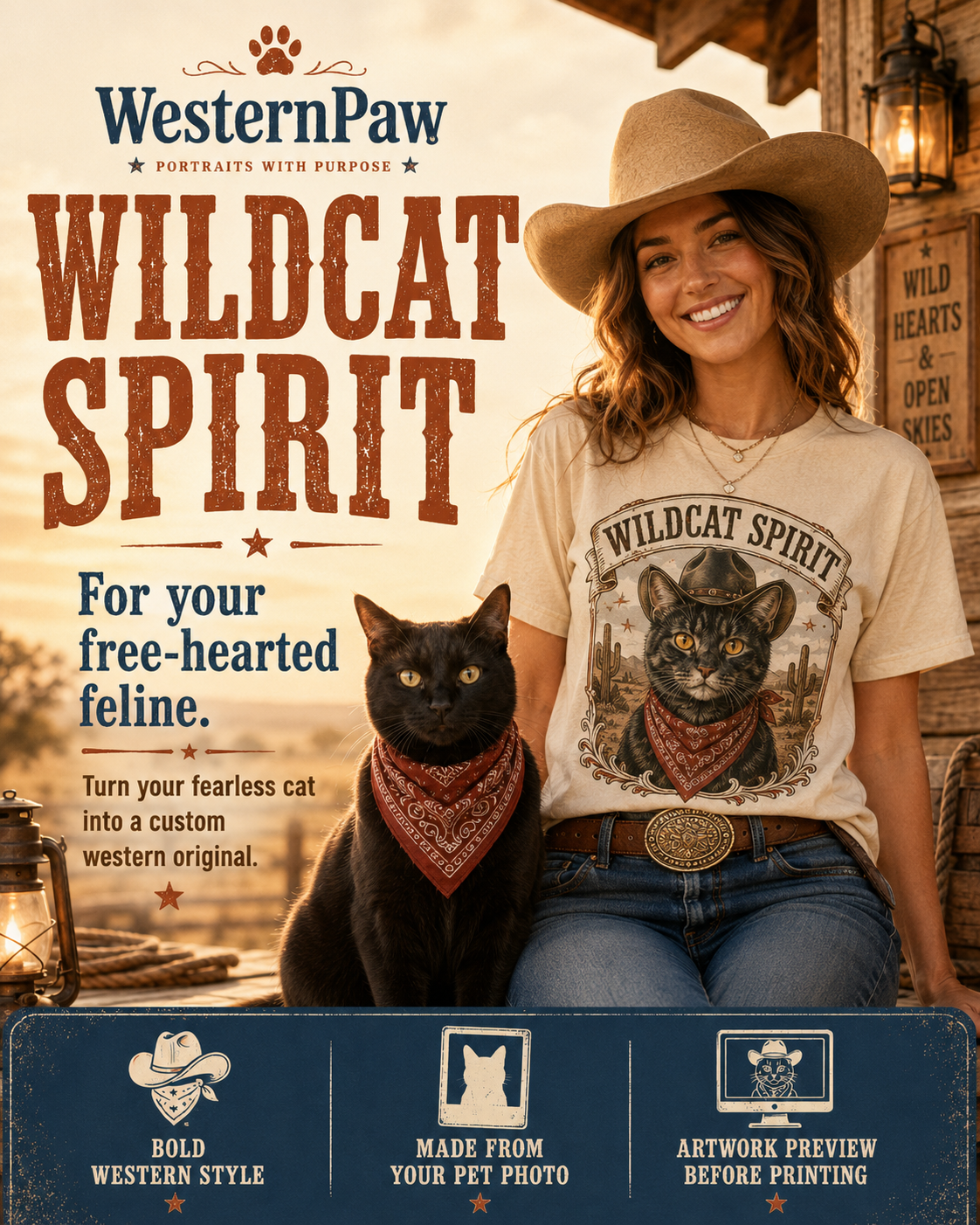 Custom Wildcat Spirit Cat Tee